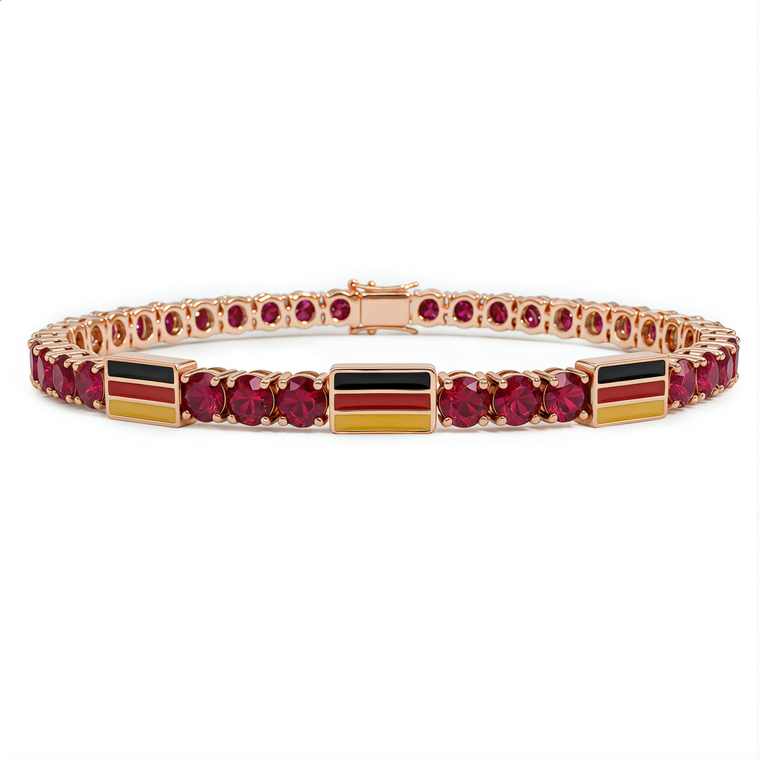 Ruby Tennis Bracelet with Germany Flag no. 11