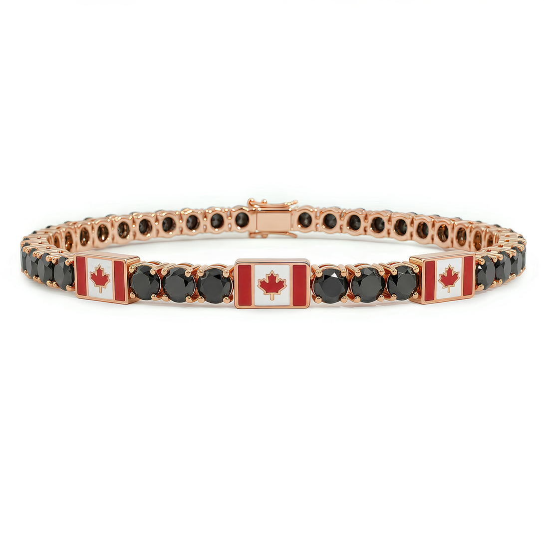 Black Diamond Tennis Bracelet with Canada Flag no. 8