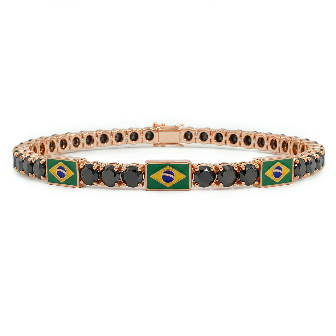 Black Diamond Tennis Bracelet with Brazil Flag no. 8