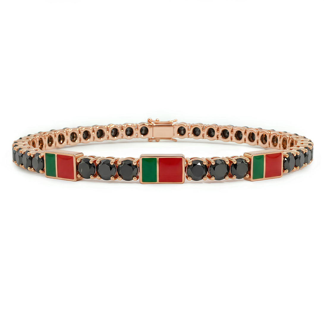 Black Diamond Tennis Bracelet with Portugal Flag no. 8