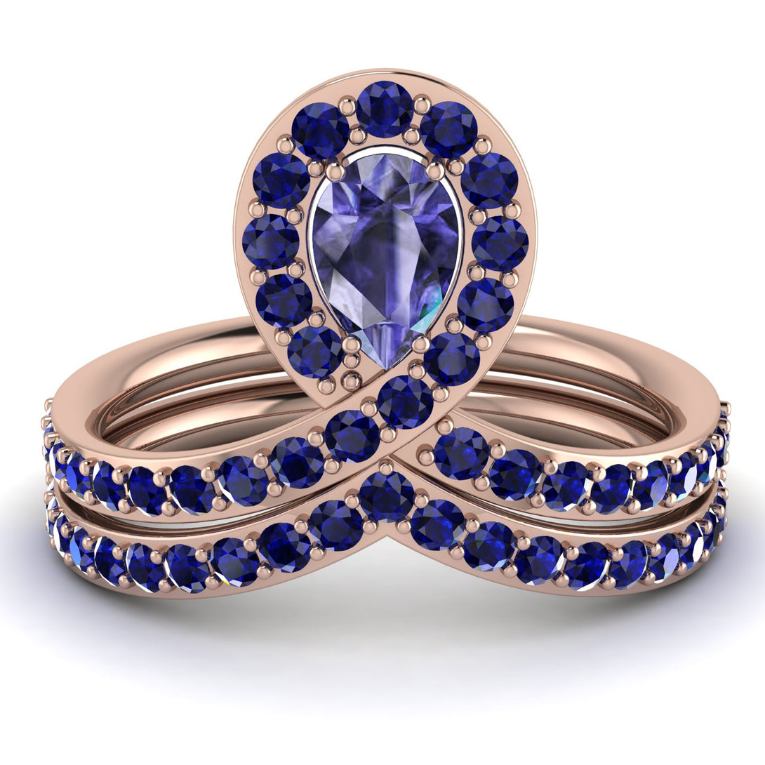 Tanzanite Pear Shape Stacking Bridal Set - Emilia No. 214
