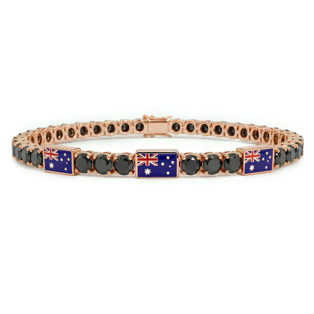 Black Diamond Tennis Bracelet with Australia Flag no. 8