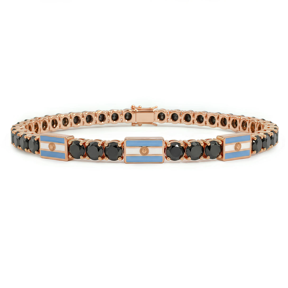 Black Diamond Tennis Bracelet with Argentina Flag no. 8