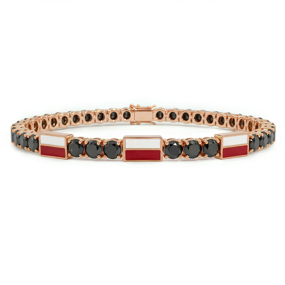 Black Diamond Tennis Bracelet with Poland Flag no. 8