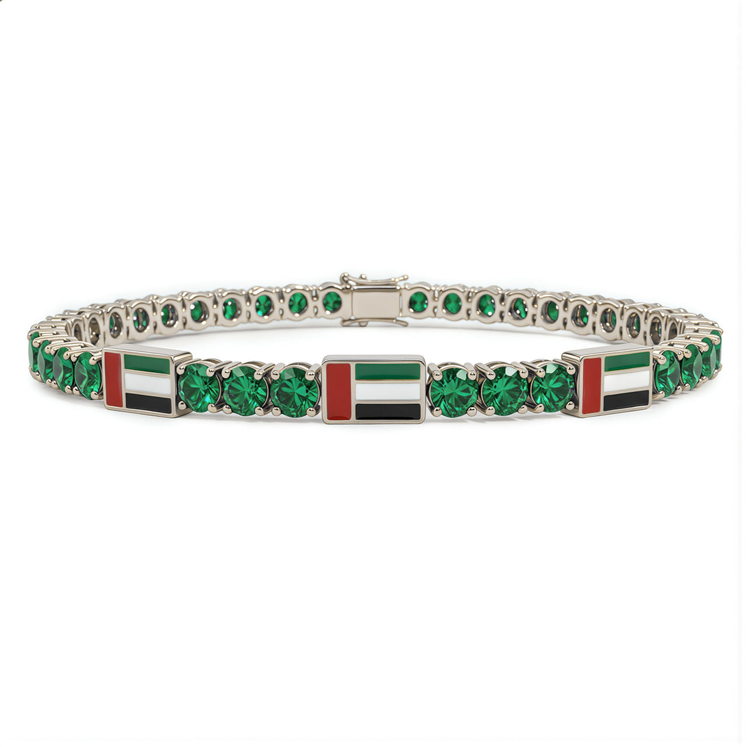 Emerald Tennis Bracelet with United Arab Emirates Flag no. 6