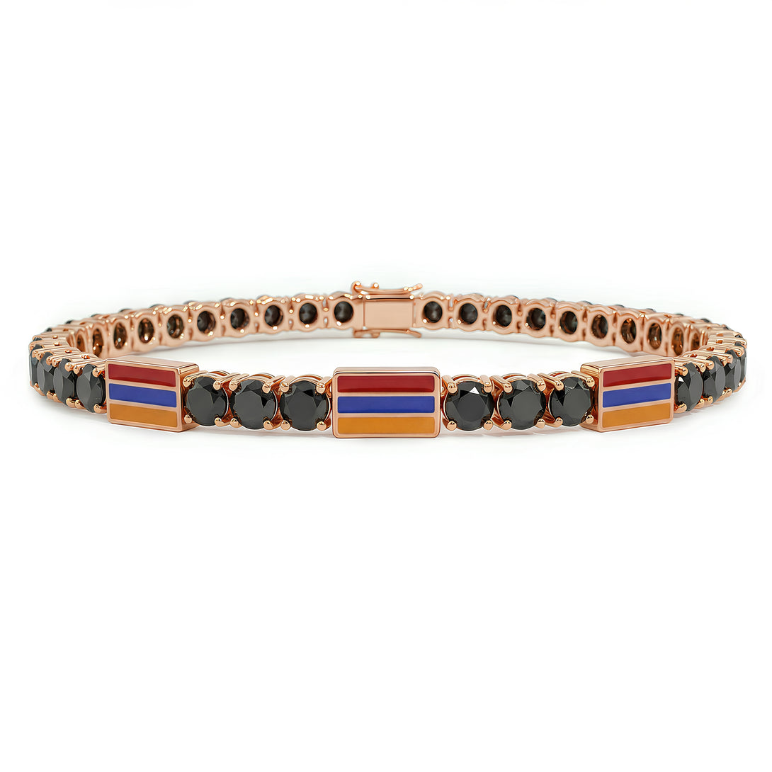 Black Diamond Tennis Bracelet with Armenia Flag no. 8