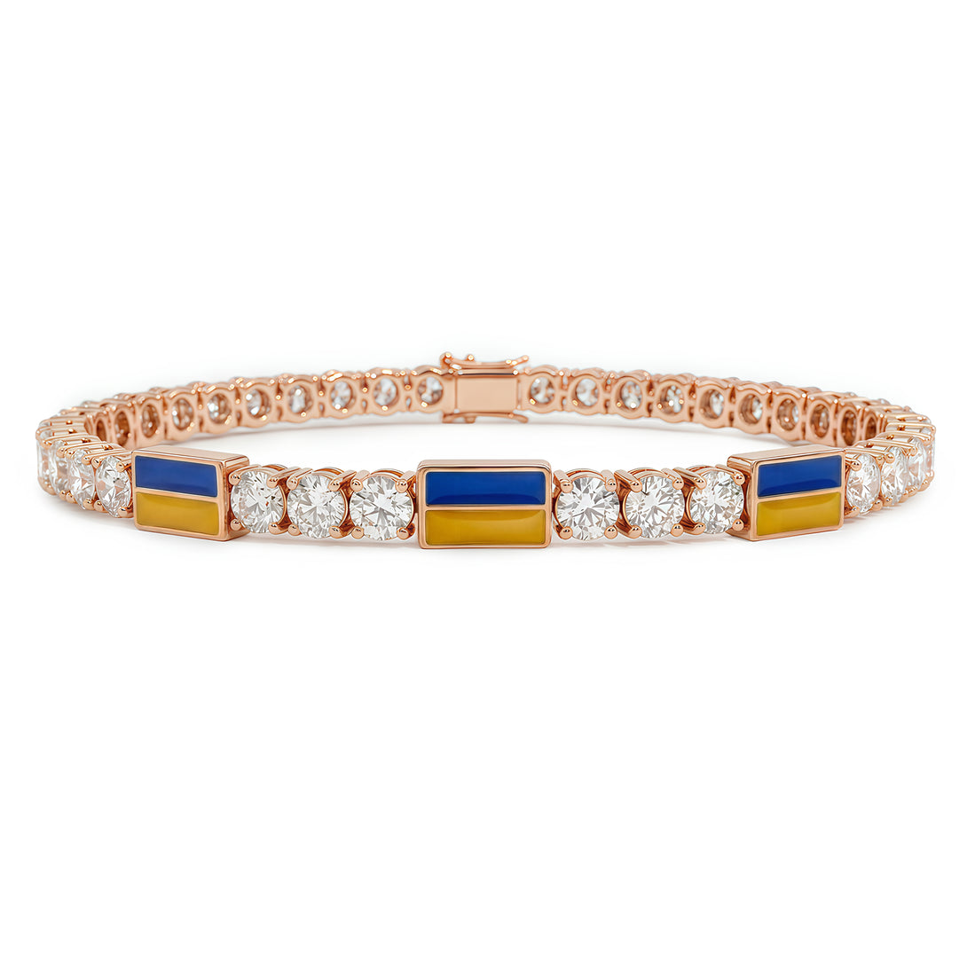 Diamond Tennis Bracelet with Ukraine Flag no. 2