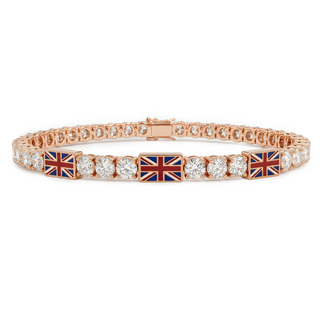 Diamond Tennis Bracelet with United Kingdom Flag no. 2