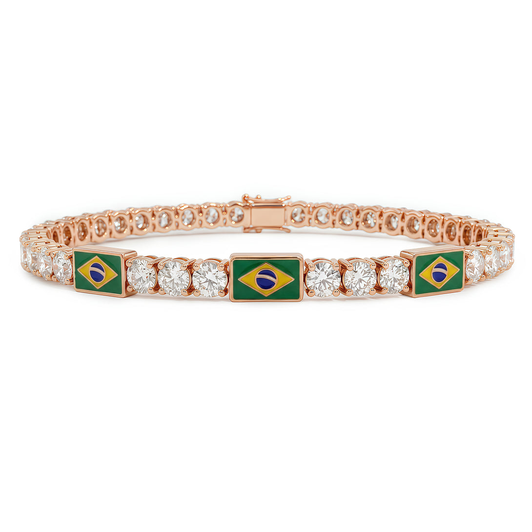 Diamond Tennis Bracelet with Brazil Flag no. 2