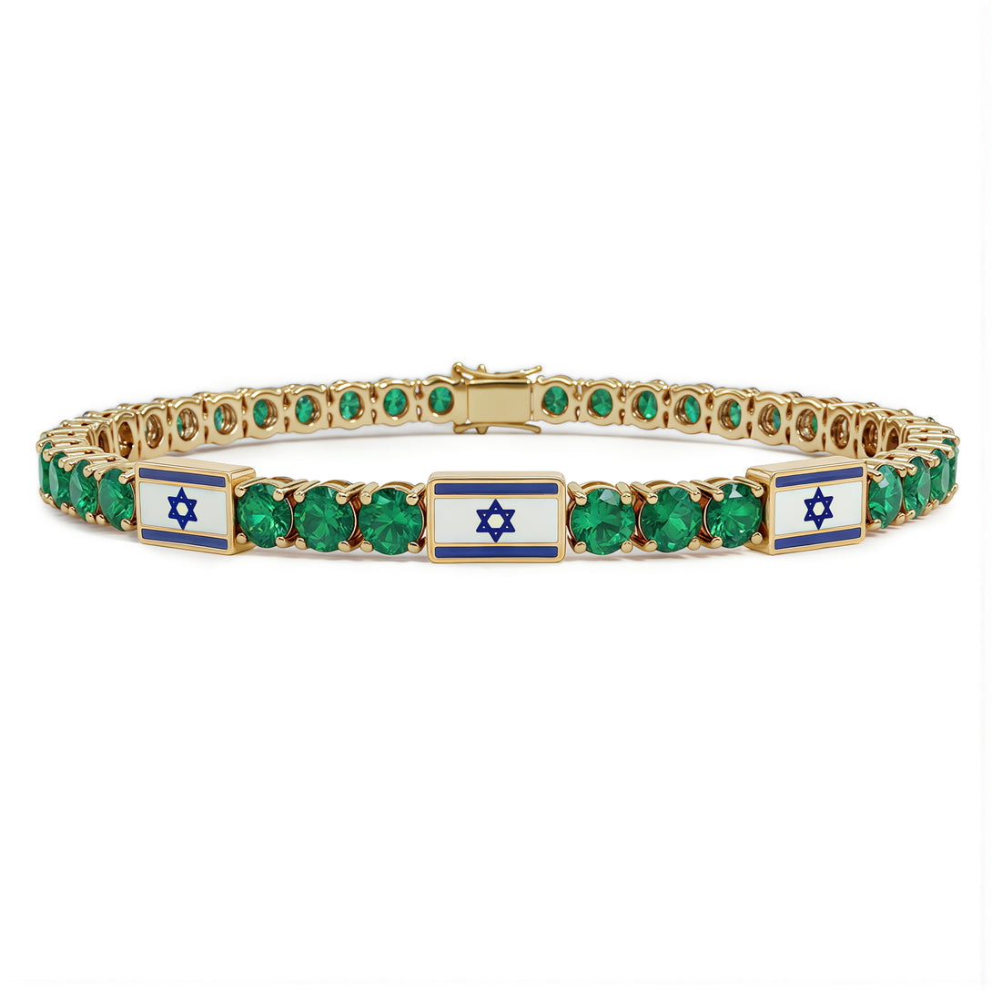 Emerald Tennis Bracelet with Israeli Flag no. 4