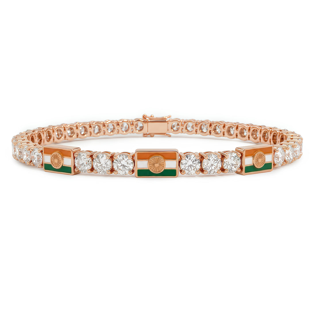 Diamond Tennis Bracelet with India Flag no. 2