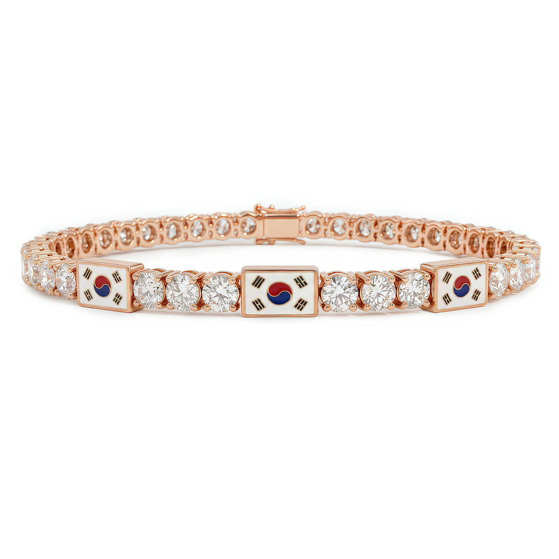 Diamond Tennis Bracelet with South Korea Flag no. 2