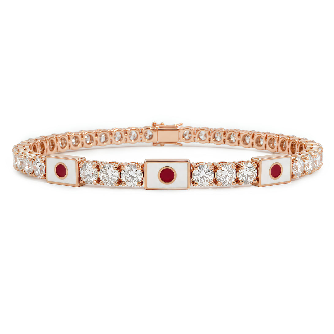 Diamond Tennis Bracelet with Japan Flag no. 2