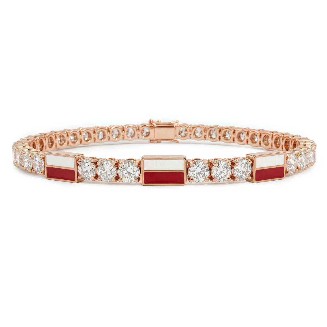 Diamond Tennis Bracelet with Poland Flag no. 2