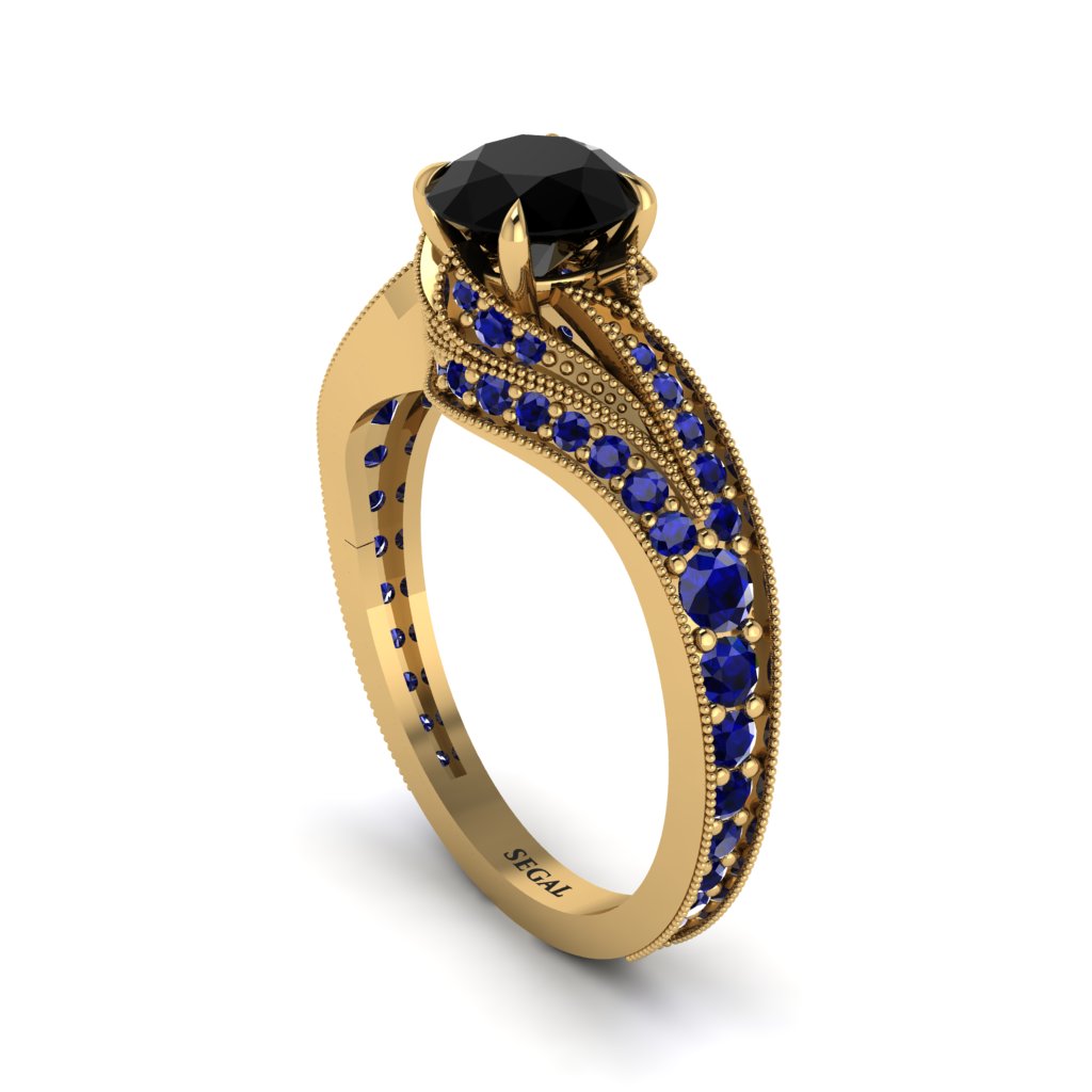 Sapphire 14K Gold Pave Engagement Ring - Magnolia No. 67