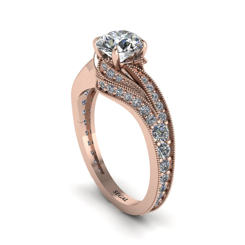 Diamond 14K Gold Pave Engagement Ring - Magnolia No. 2