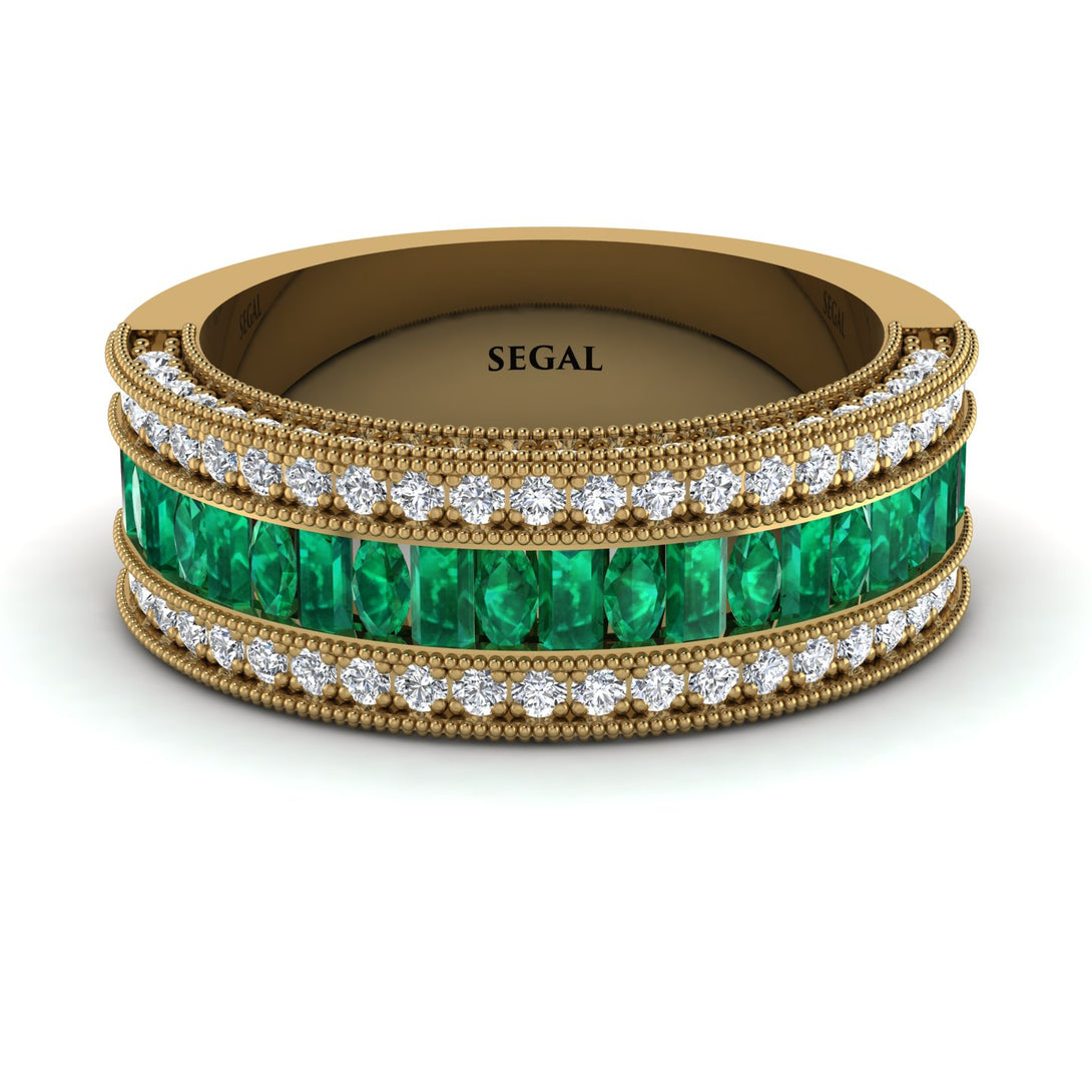 Emerald 14K Gold Pave Wedding Band - Mikayla No. 4