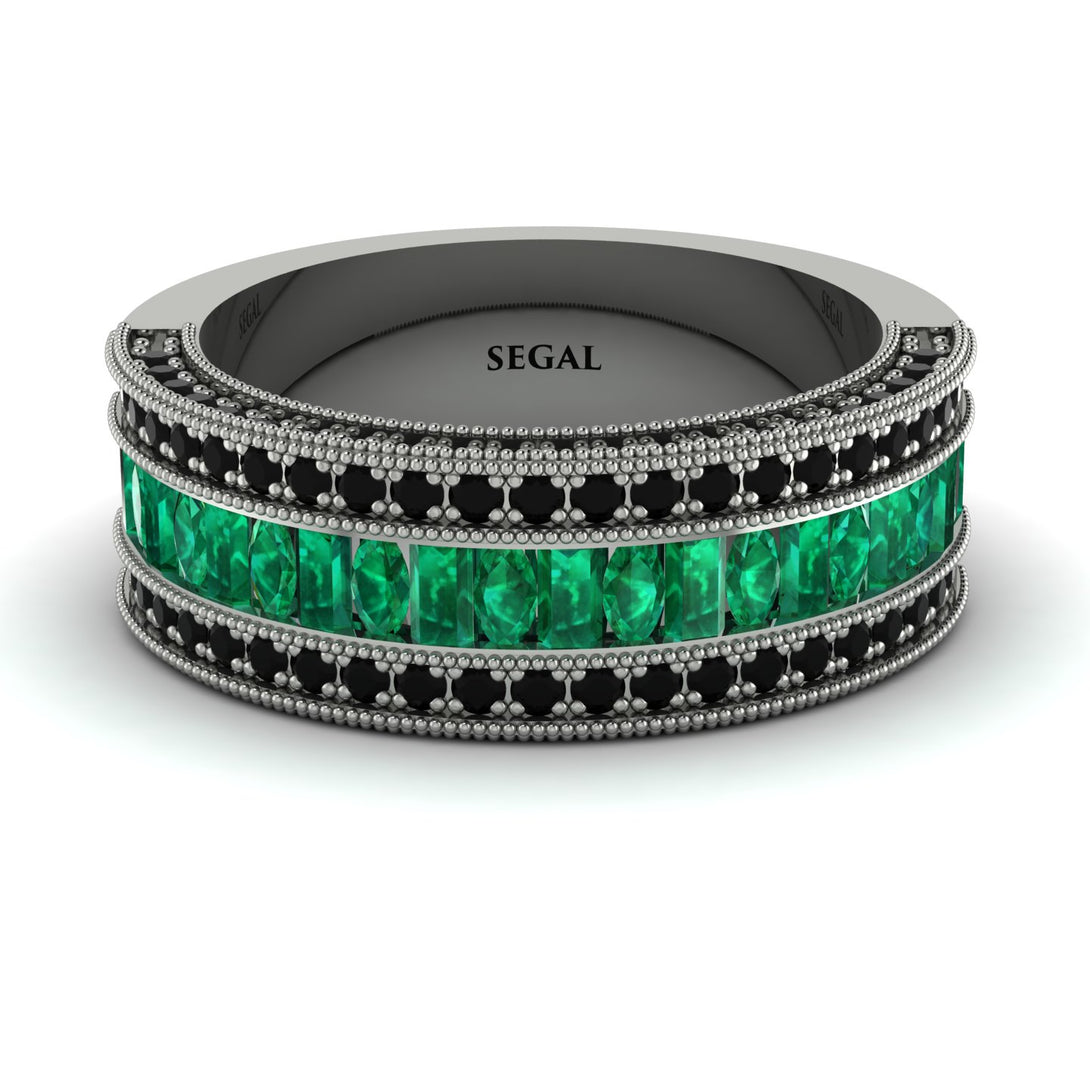Emerald 14K Gold Pave Wedding Band - Mikayla No. 36