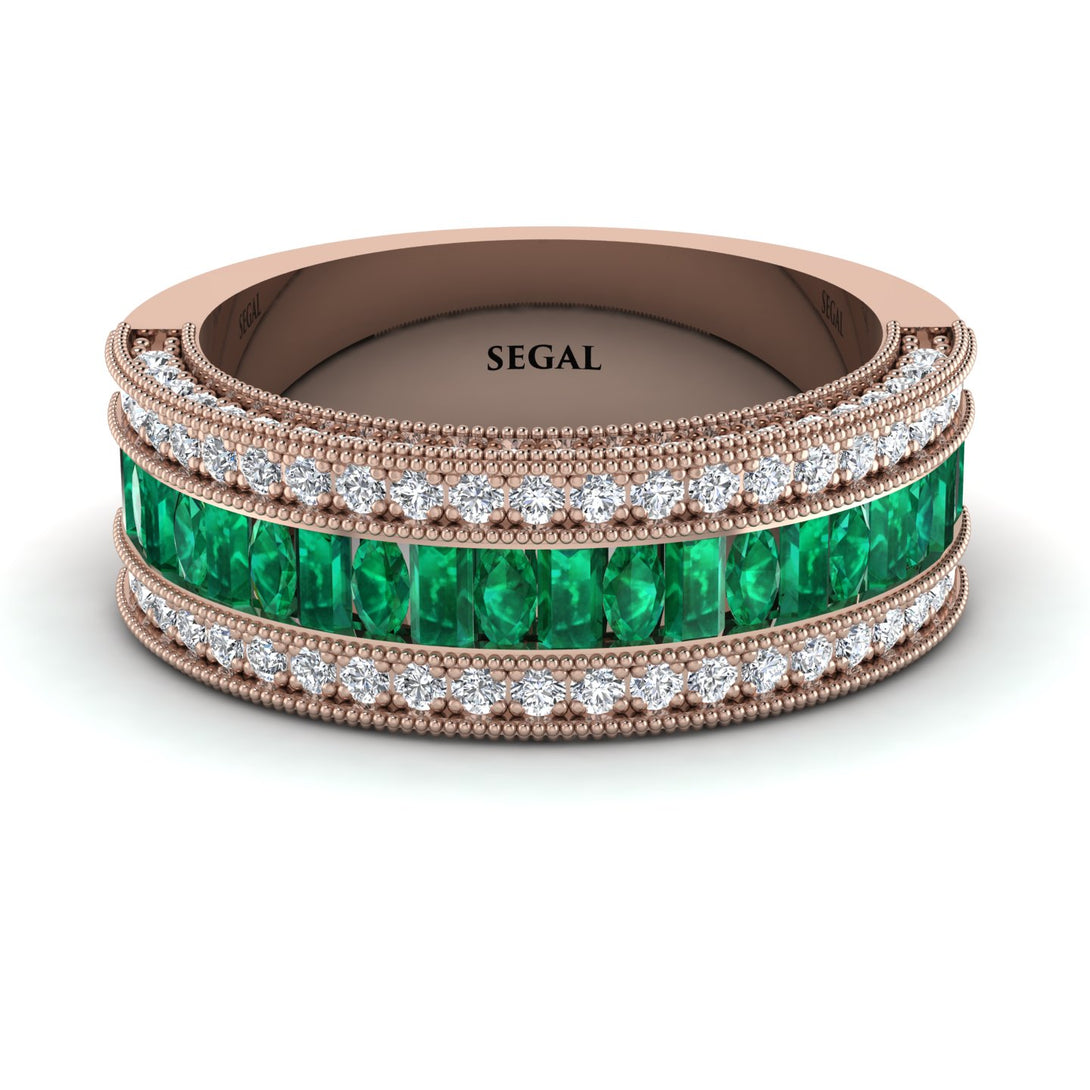Emerald 14K Gold Pave Wedding Band - Mikayla No. 5