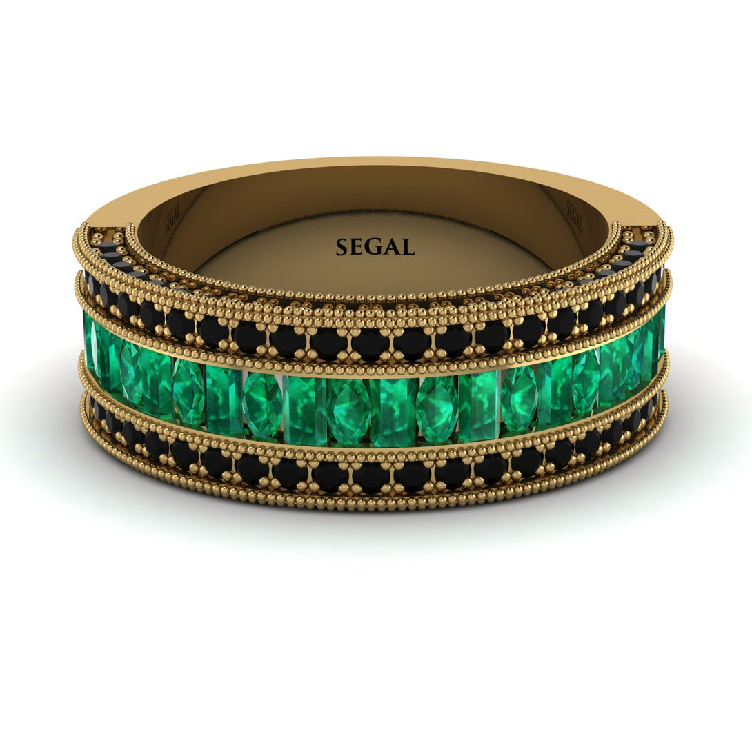 Emerald 14K Gold Pave Wedding Band - Mikayla No. 34