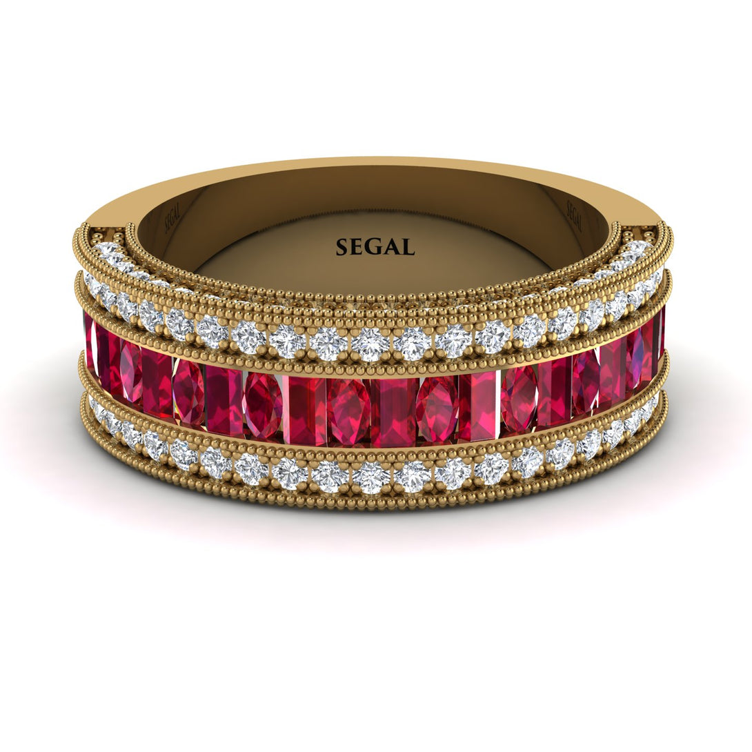 Ruby 14K Gold Pave Wedding Band - Mikayla No. 10