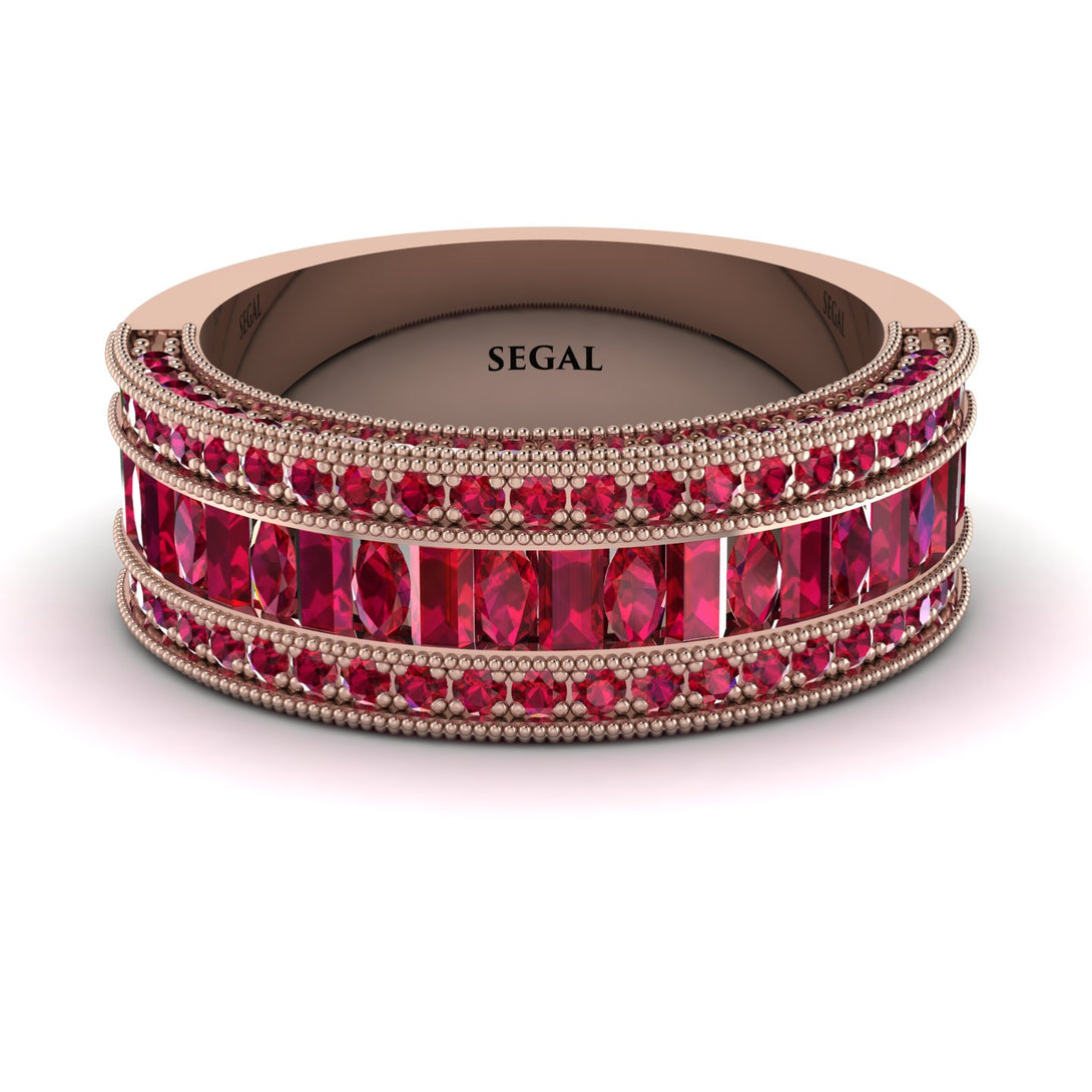 Ruby 14K Gold Pave Wedding Band - Mikayla No. 56