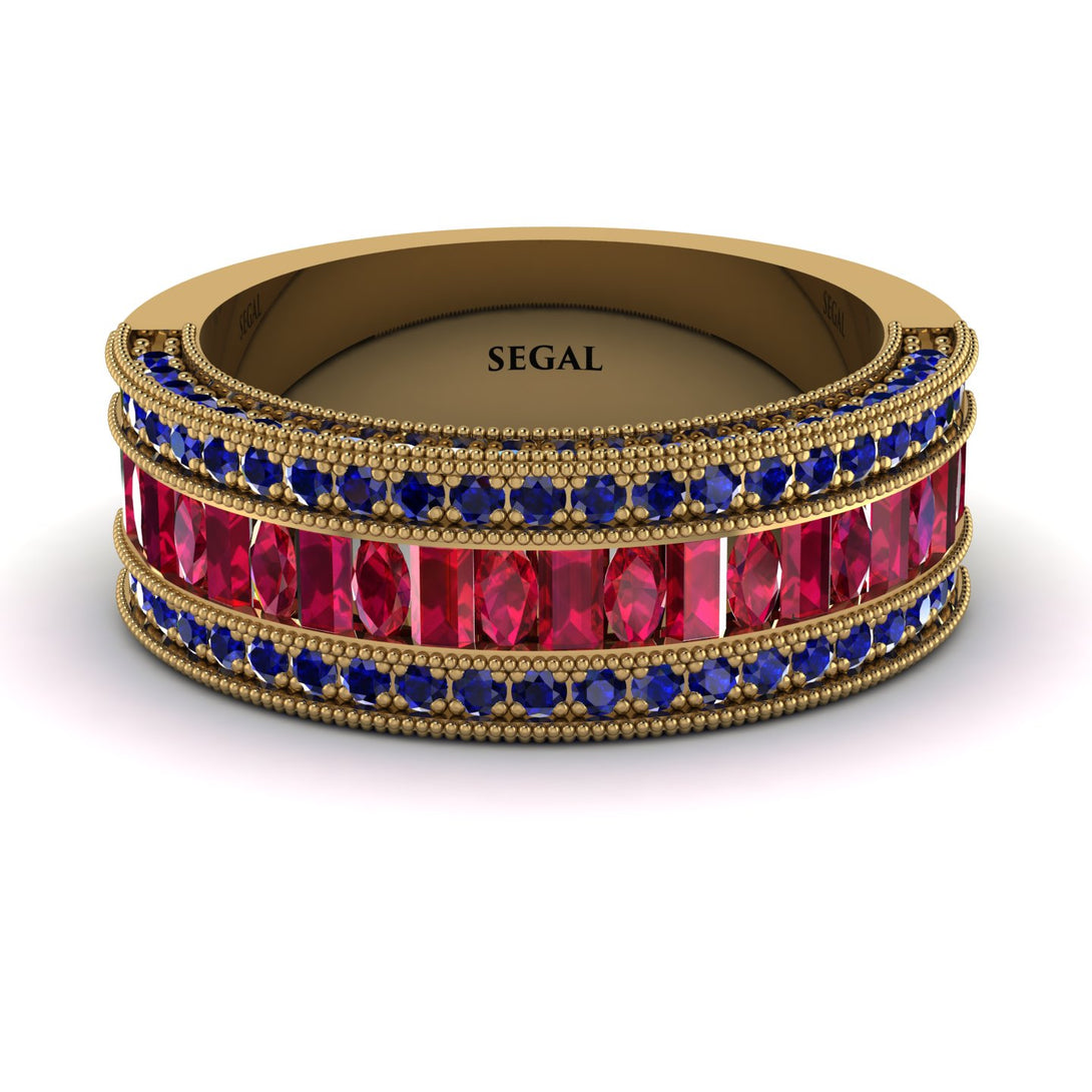 Ruby 14K Gold Pave Wedding Band - Mikayla No. 70