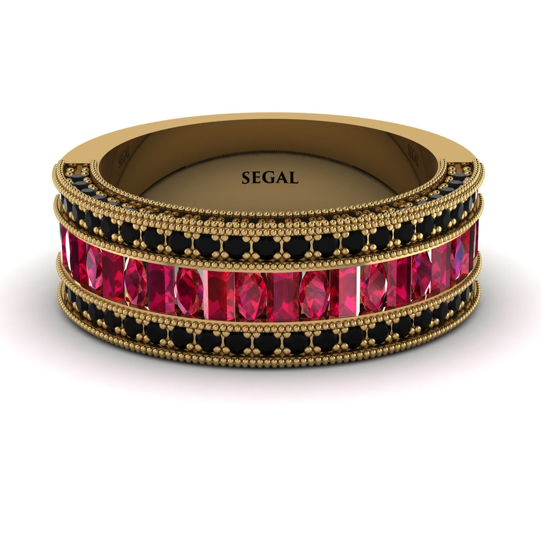 Ruby 14K Gold Pave Wedding Band - Mikayla No. 40