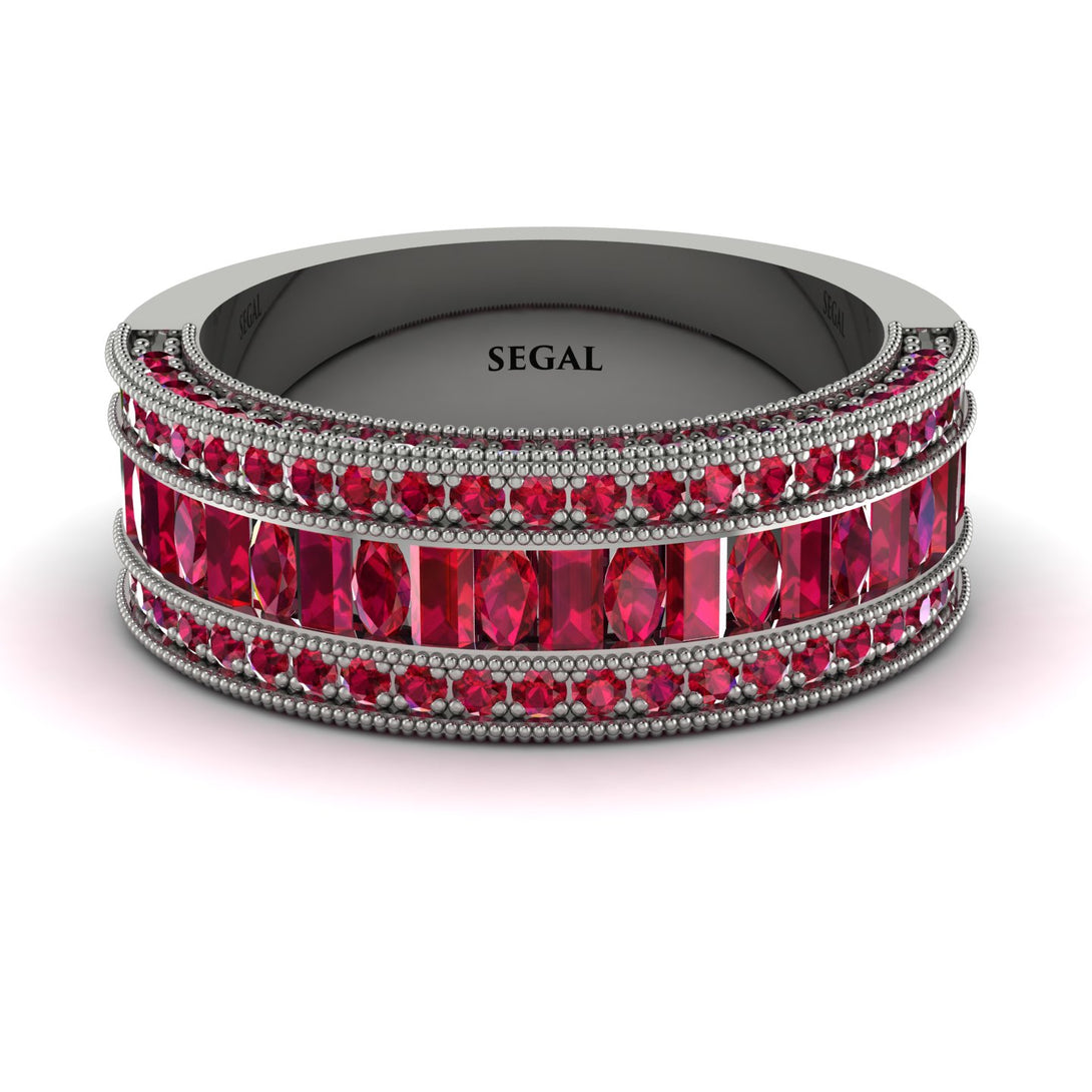 Ruby 14K Gold Pave Wedding Band - Mikayla No. 57