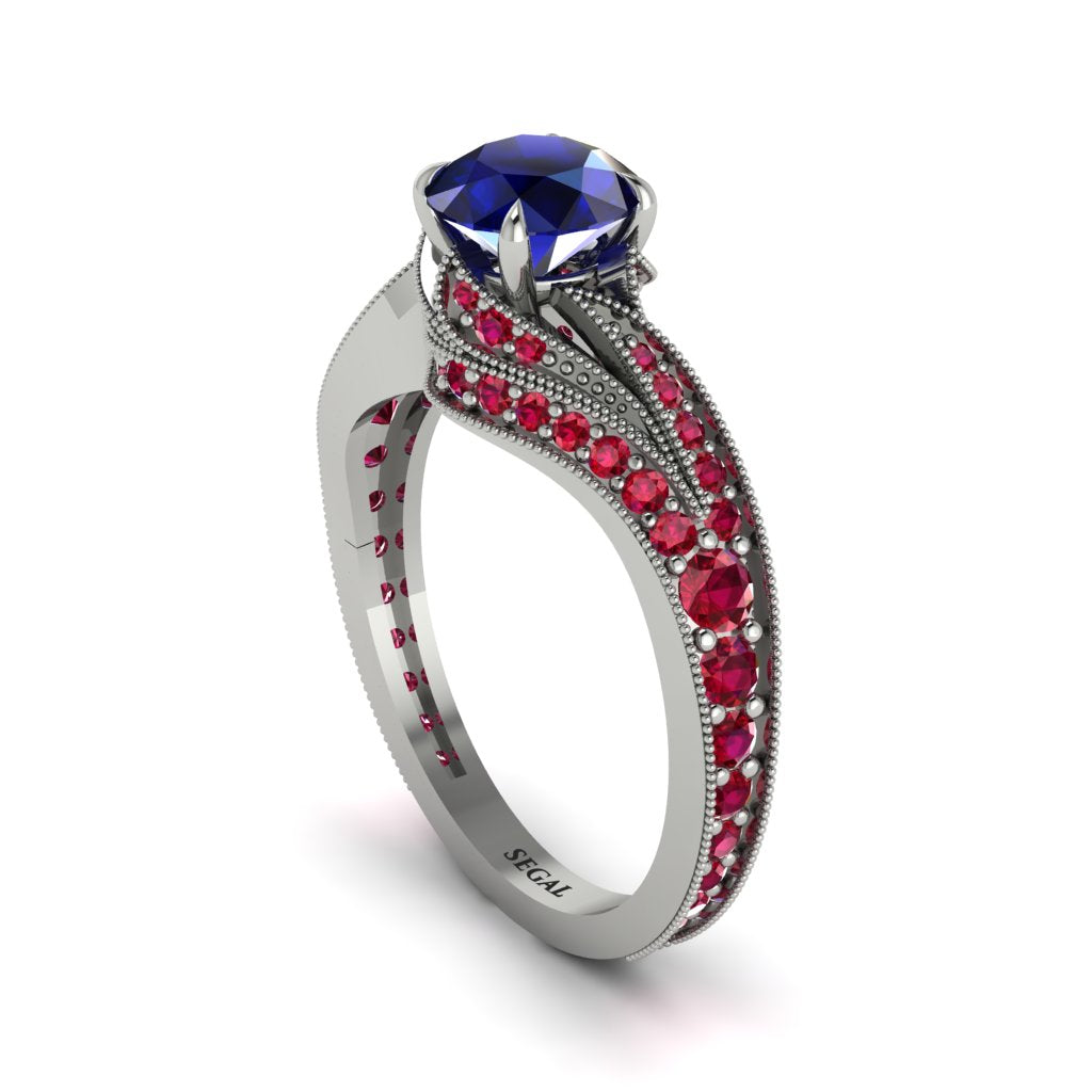 Ruby 14K Gold Pave Engagement Ring - Magnolia No. 60