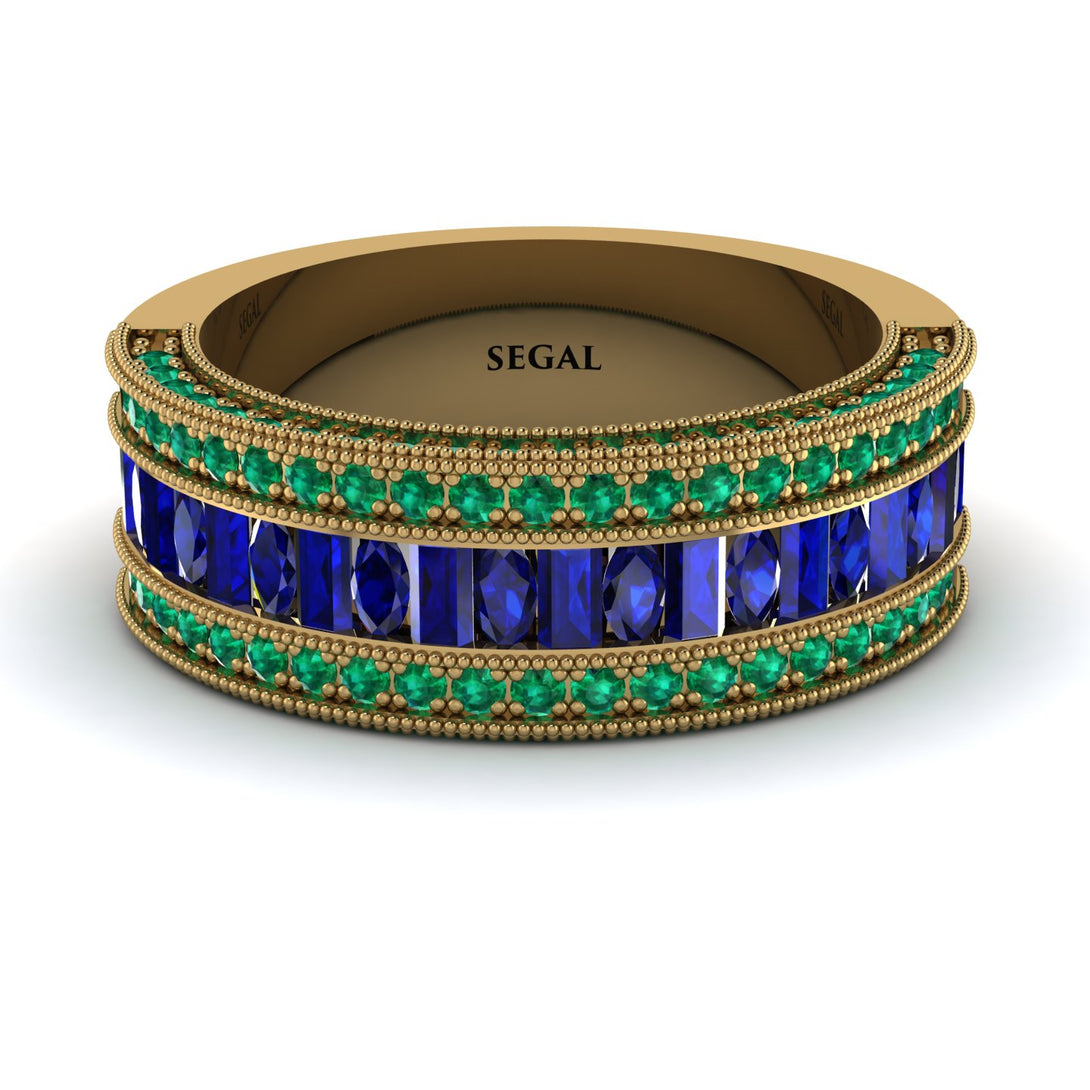 Sapphire 14K Gold Pave Wedding Band - Mikayla No. 28
