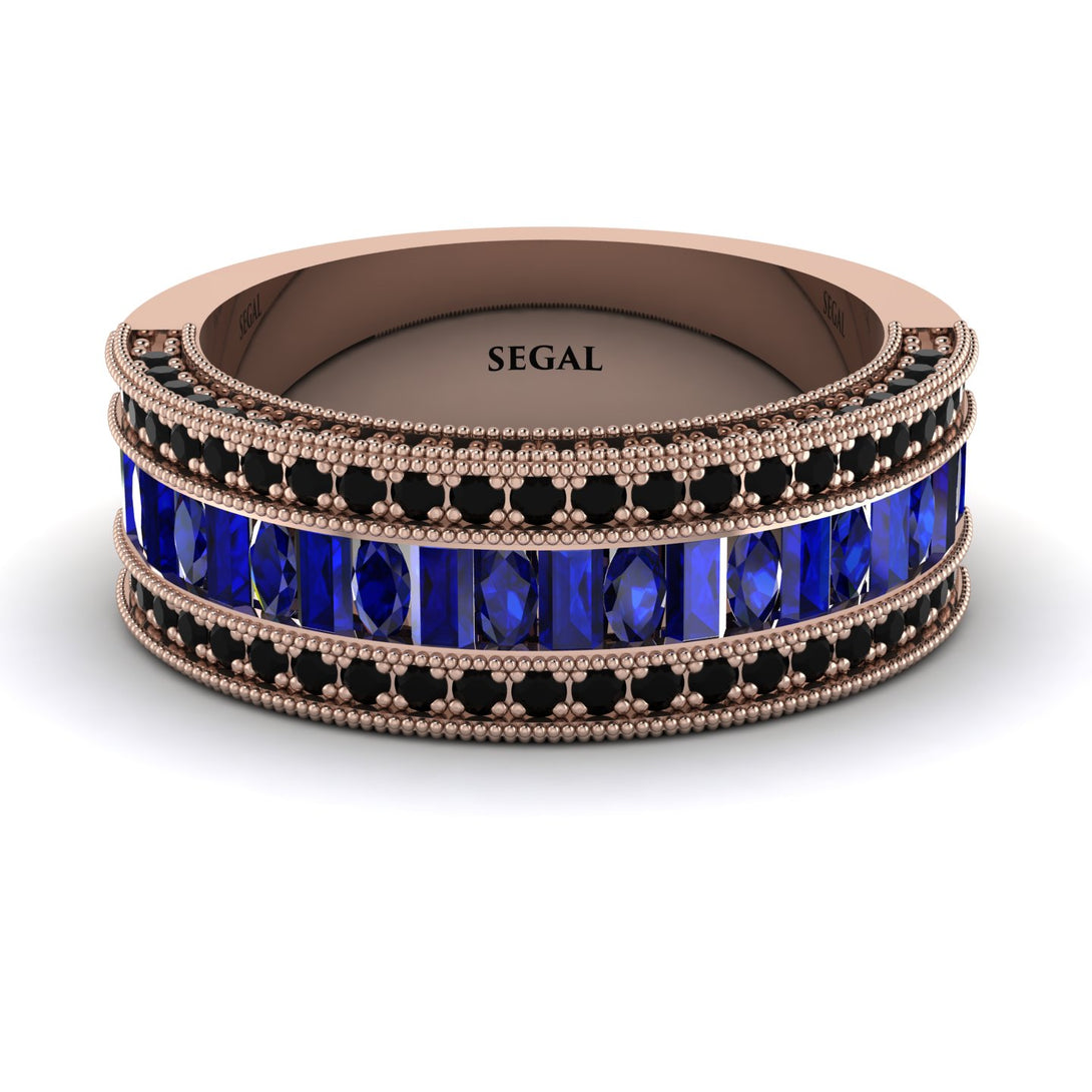 Sapphire 14K Gold Pave Wedding Band - Mikayla No. 44
