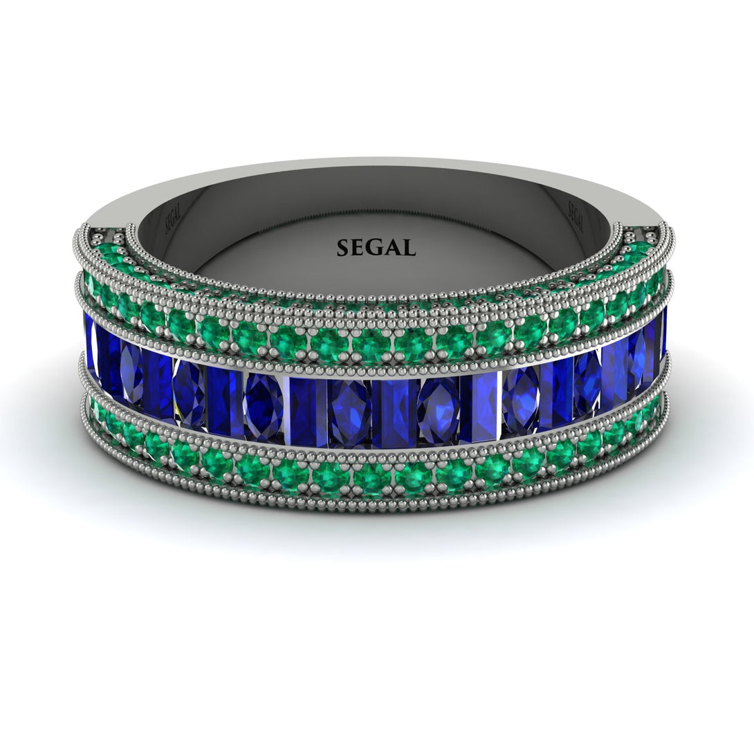 Sapphire 14K Gold Pave Wedding Band - Mikayla No. 30