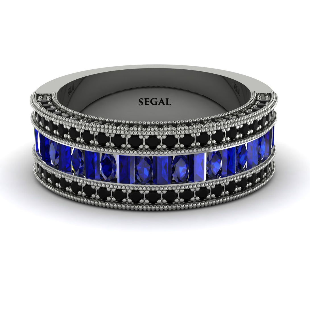Sapphire 14K Gold Pave Wedding Band - Mikayla No. 45