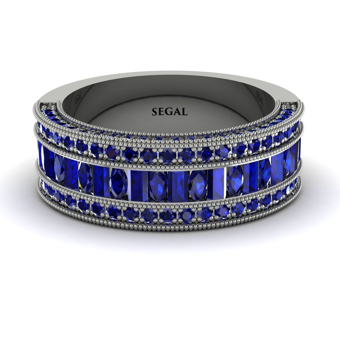 Sapphire 14K Gold Pave Wedding Band - Mikayla No. 75