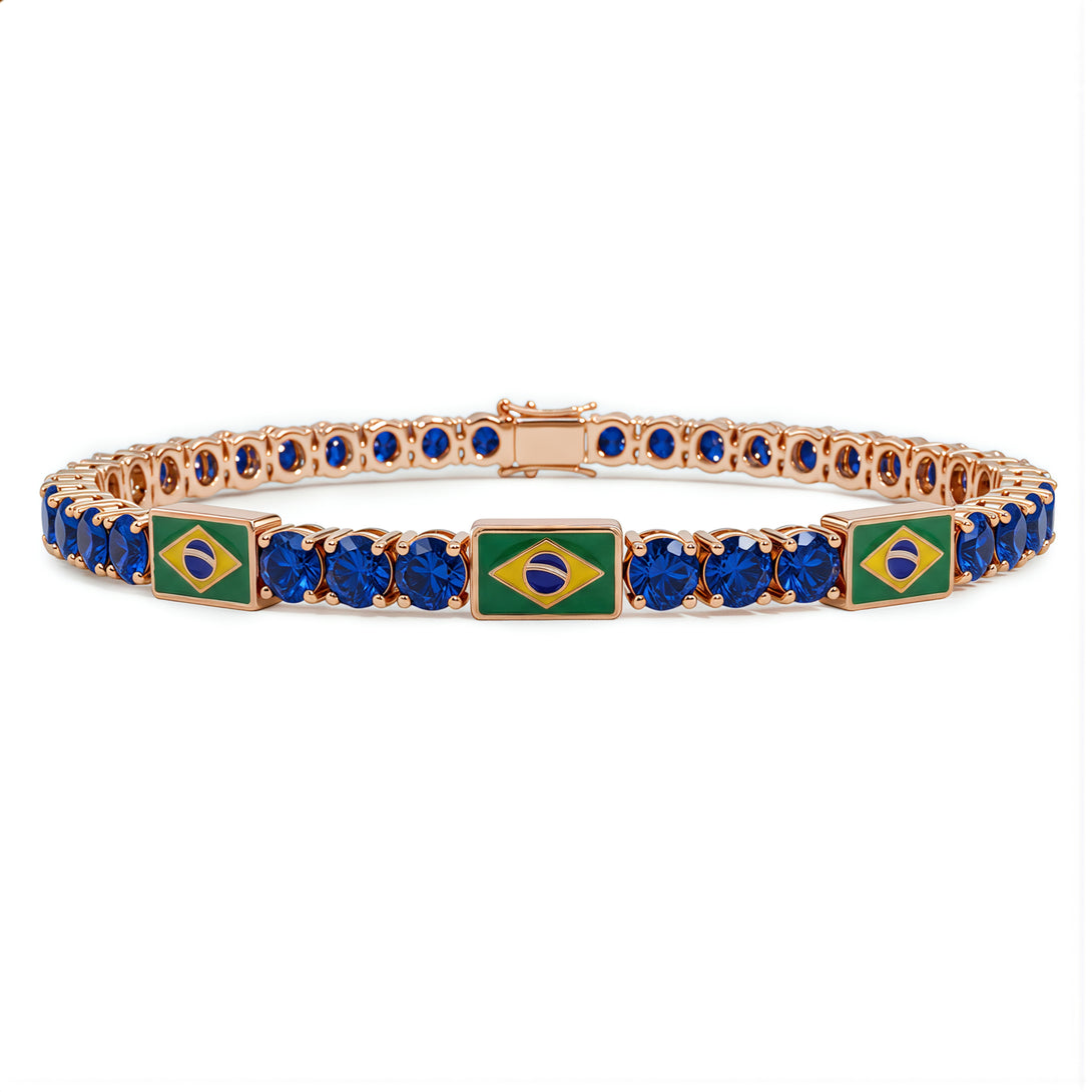 Sapphire Tennis Bracelet with Brazil Flag no. 14