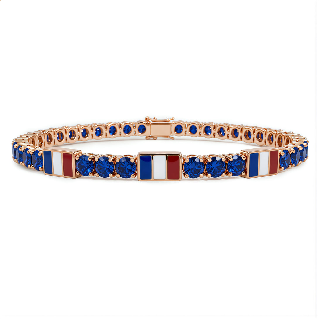 Sapphire Tennis Bracelet with France Flag no. 14