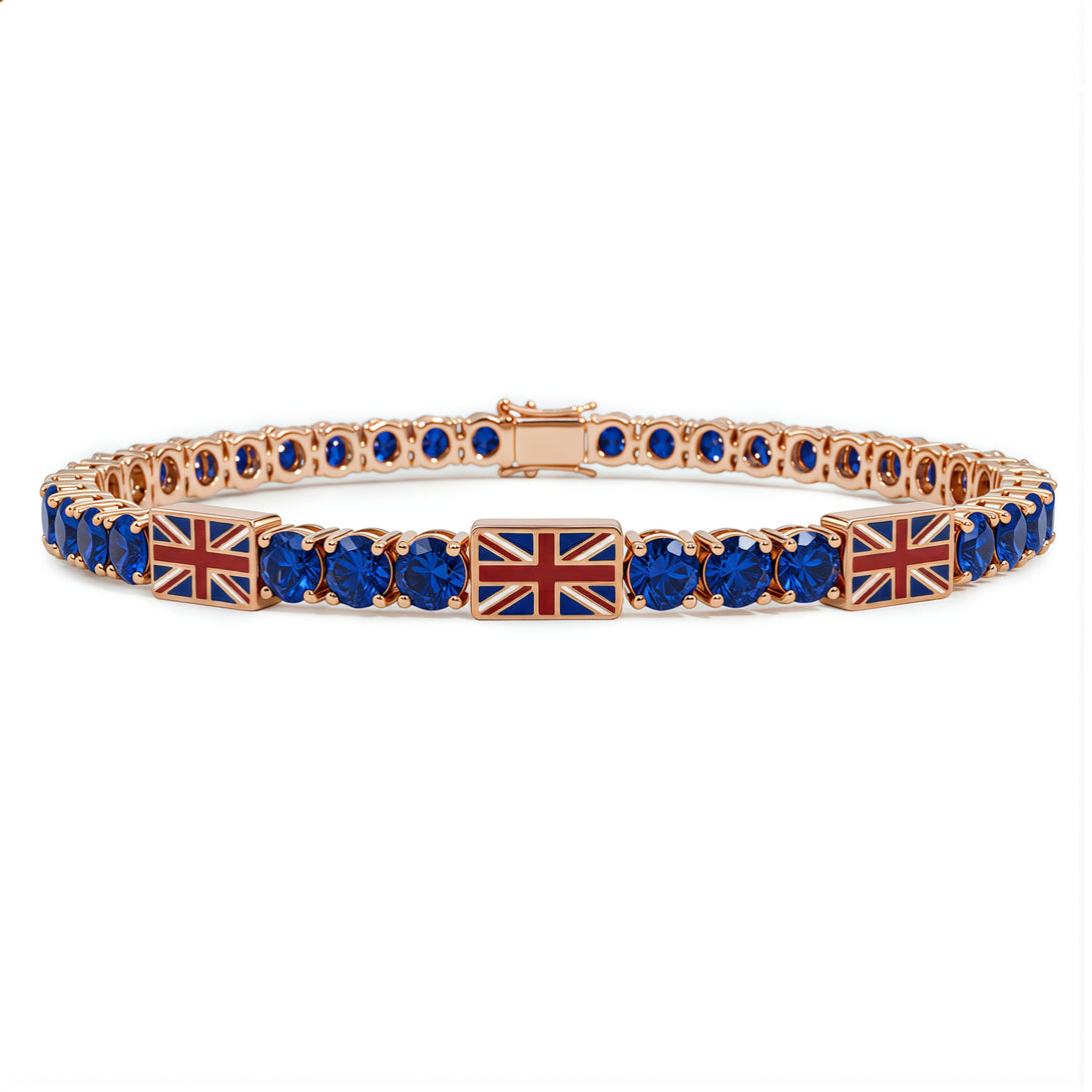 Sapphire Tennis Bracelet with United Kingdom Flag no. 14