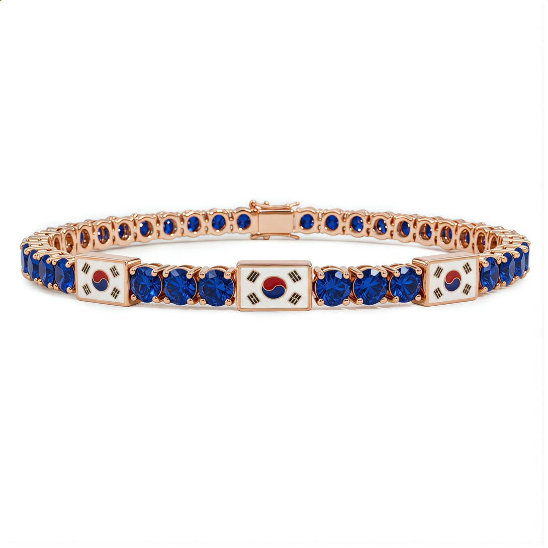 Sapphire Tennis Bracelet with South Korea Flag no. 14