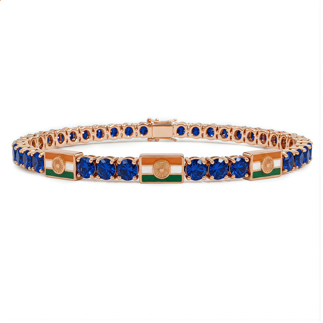 Sapphire Tennis Bracelet with India Flag no. 14