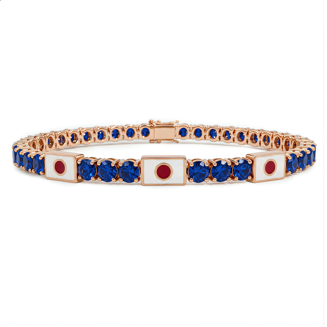 Sapphire Tennis Bracelet with Japan Flag no. 14