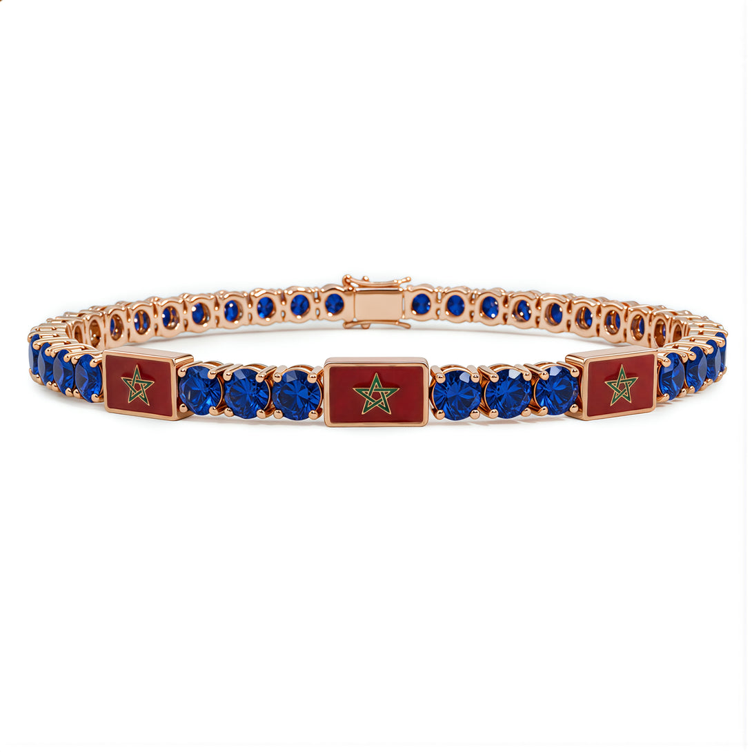 Sapphire Tennis Bracelet with Morocco Flag no. 14