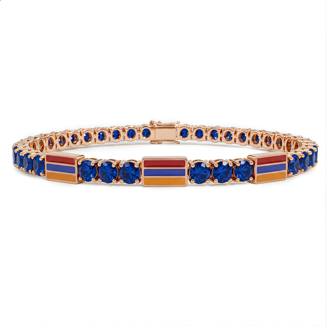 Sapphire Tennis Bracelet with Armenia Flag no. 14