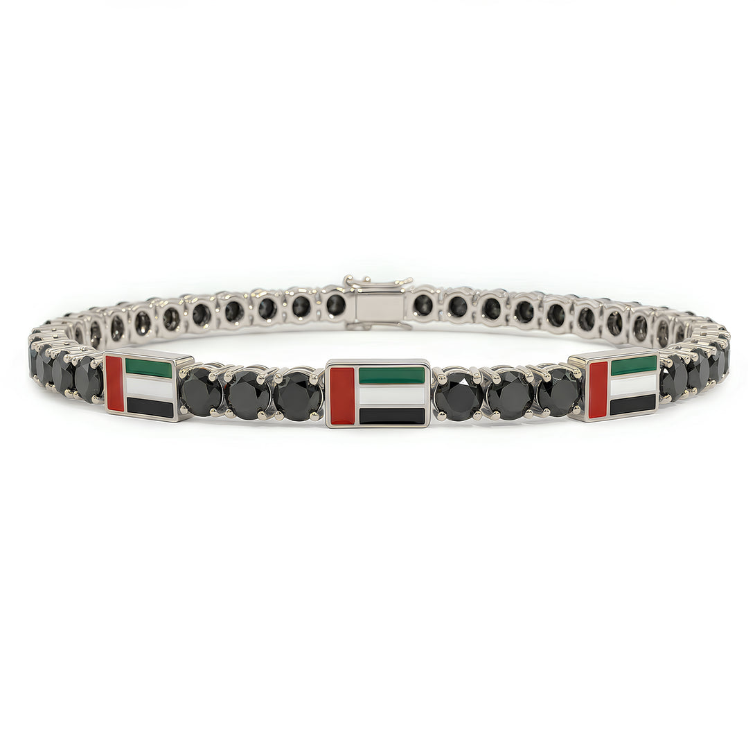 Black Diamond Tennis Bracelet with United Arab Emirates Flag no. 9