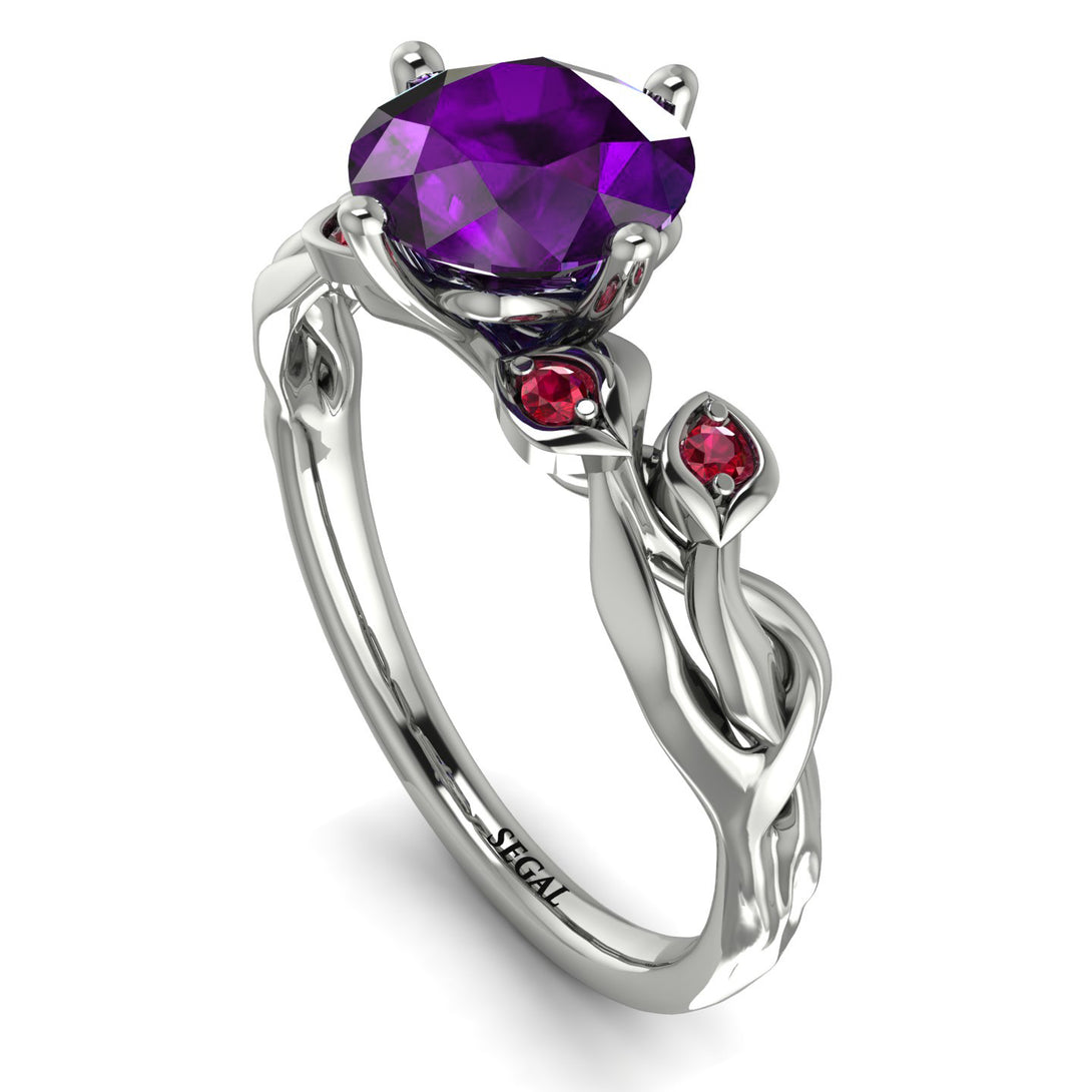 14K Gold Radiant Amethyst Flower Harmony Ring - Autumn No. 312
