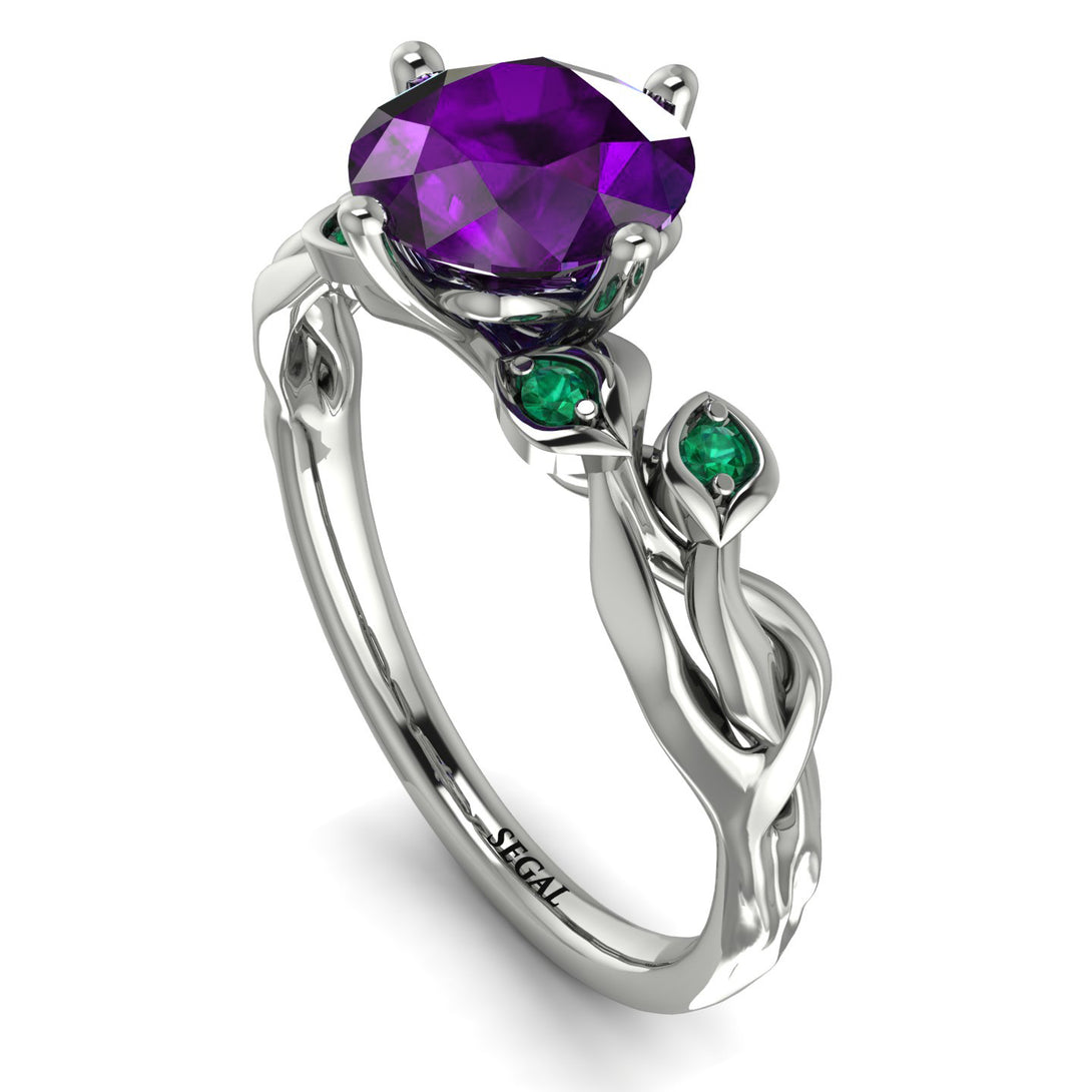 14K Gold Radiant Amethyst Flower Harmony Ring - Autumn No. 306