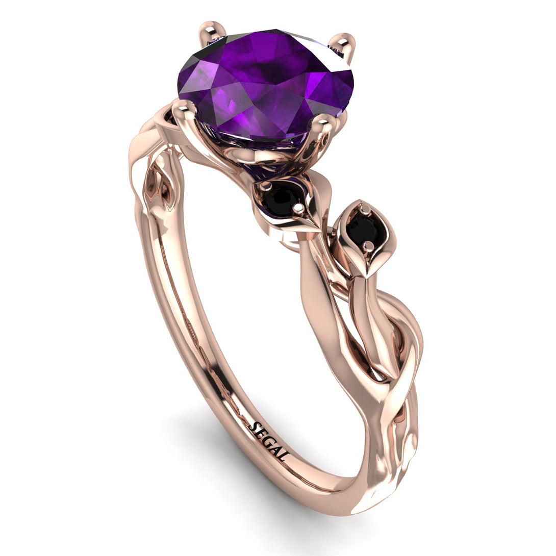 14K Gold Radiant Amethyst Flower Harmony Ring - Autumn No. 308
