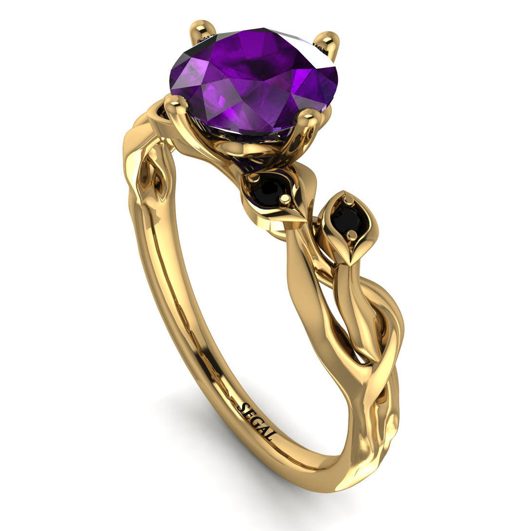 14K Gold Radiant Amethyst Flower Harmony Ring - Autumn No. 307