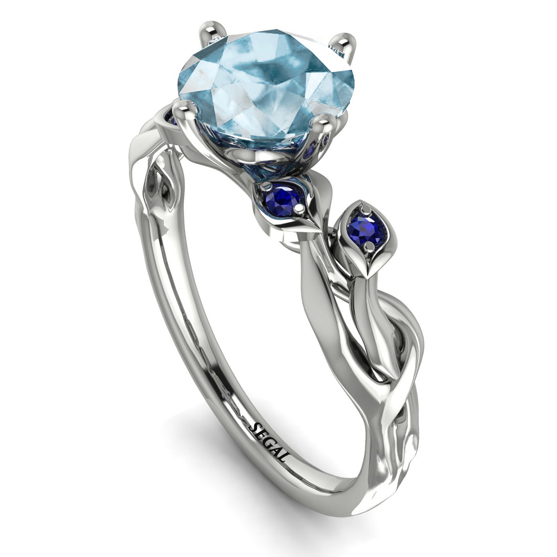 14K Gold Radiant Aquamarine Flower Harmony Ring - Autumn No. 415