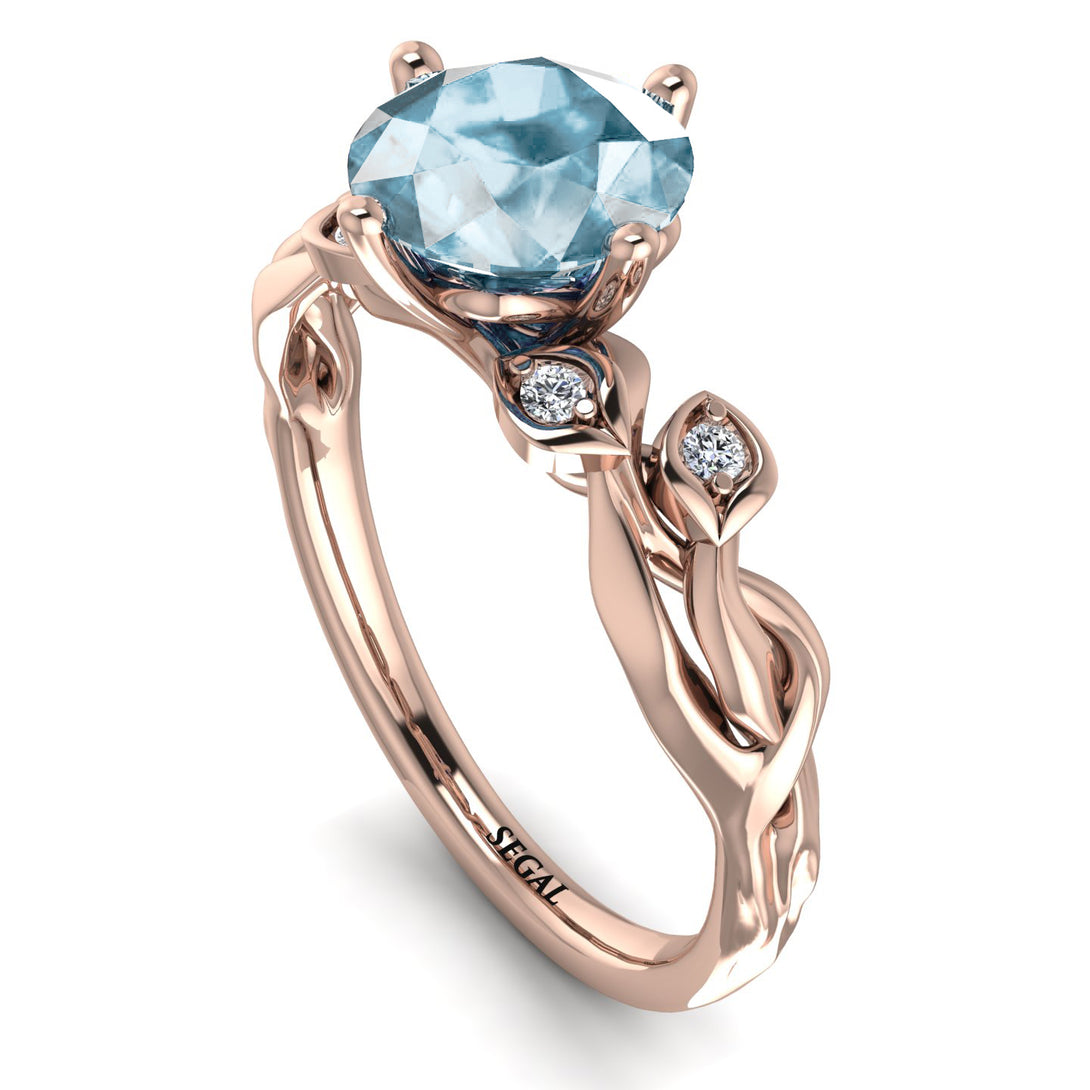 14K Gold Radiant Aquamarine Flower Harmony Ring - Autumn No. 402